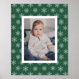 Affiche Flocon de neige hivernal paisible Vert