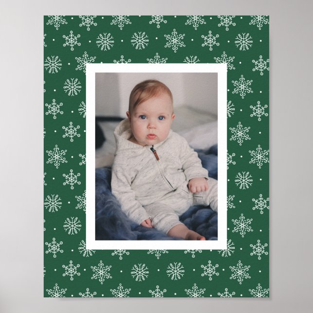Affiche Flocon de neige hivernal paisible | Vert (Devant)