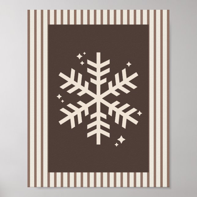 Affiche Flocon de neige marron rayé (Devant)