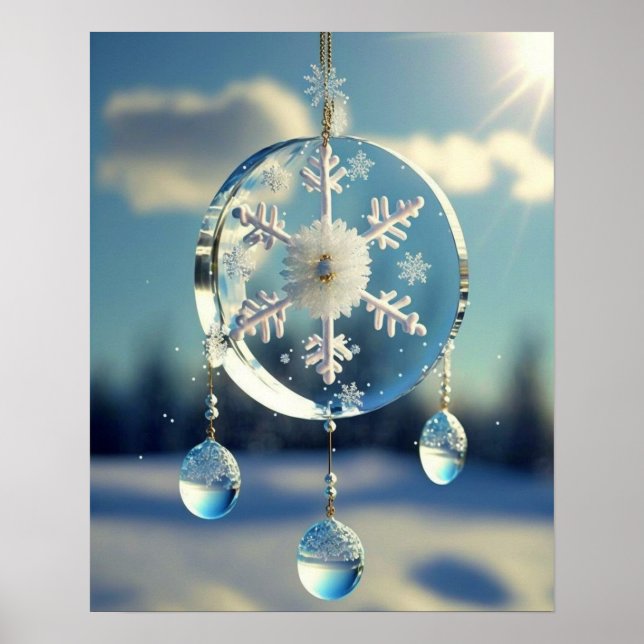 Affiche Flocon de neige - Ornement de mariage hivernal (Devant)