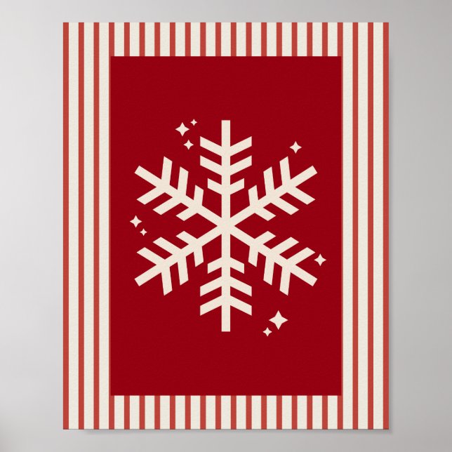 Affiche Flocon de neige rayé rouge (Devant)