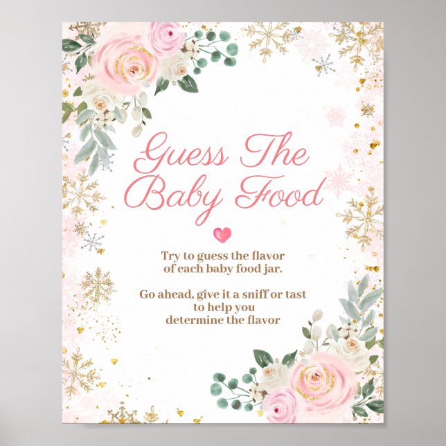 Affiche Flocon de neige rose d'hiver Guess the Baby Food (Devant)