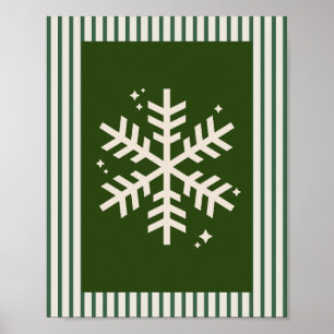 Affiche Flocon de neige vert rayé