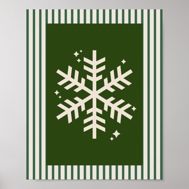 Affiche Flocon de neige vert rayé (Devant)