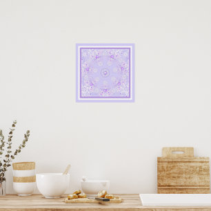 Affiche flocon de neige violet clair et coeur étincelant