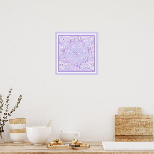 Affiche flocon de neige violet clair et coeur étincelant (Cuisine)