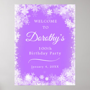 Affiche Flocon de neige violet de bienvenue pour 100e anni