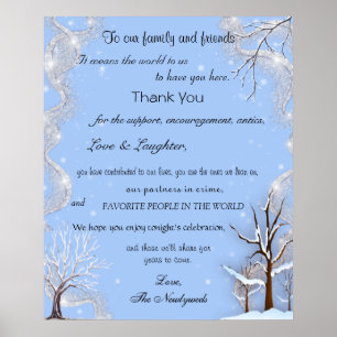 Affiche Flocons de neige Paillettes d'argent Arbres enneig