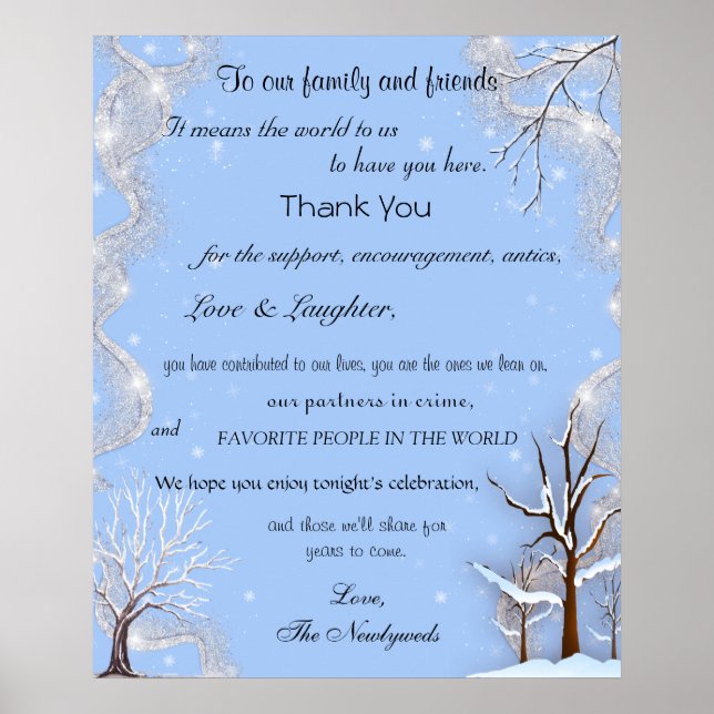 Affiche Flocons de neige Paillettes d'argent Arbres enneig (Devant)