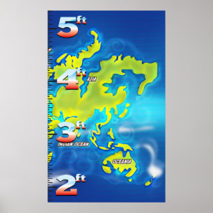 Affiche Flooded Earth Map  Growth Chart