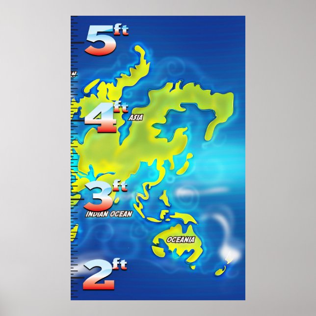 Affiche Flooded Earth Map  Growth Chart (Devant)