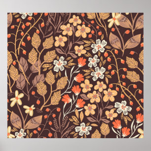 Affiche Flora d'automne : Vintage Motif sans couture