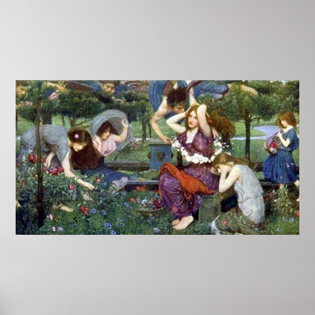 Affiche Flora et les Zephyrs, par John William Waterhouse (Devant)