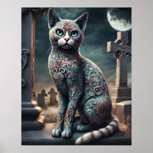 Affiche "Flora" Jour du chat mort, Dia De Los Muertos