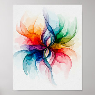 Affiche Floraison d'aquarelle vive - Art Floral Abstrait