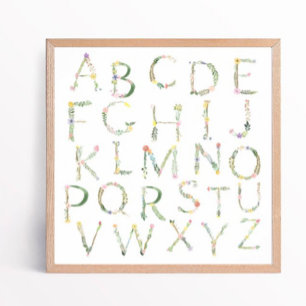 Affiche Floral ABC Alphabet Nursery Art