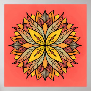 Affiche Floral Abstrait coloré