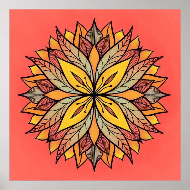 Affiche Floral Abstrait coloré (Devant)