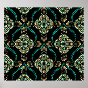 Affiche Floral arabesque, Motif d'élégance Vintage.