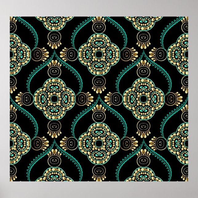 Affiche Floral arabesque, Motif d'élégance Vintage. (Devant)