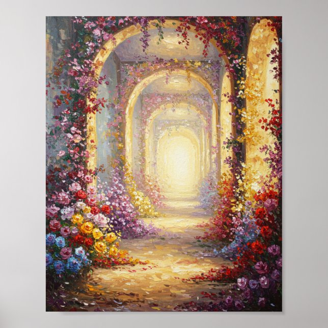 Affiche Floral Archway Corridor | Impressionist Oil Art (Devant)