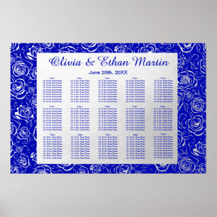 Affiche Floral argenté sur Royal Blue