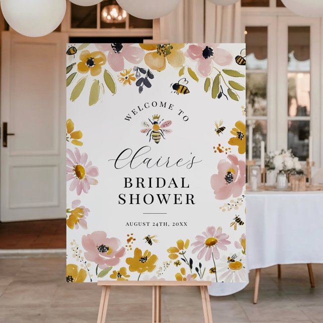 Affiche Floral Bee Bridal Shower Welcome Sign (Créateur téléchargé)