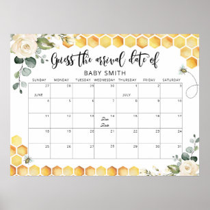 Affiche Floral bee Devinez le calendrier de la date d'éché