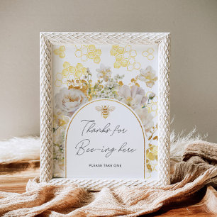 Affiche Floral bee merci d'être ici