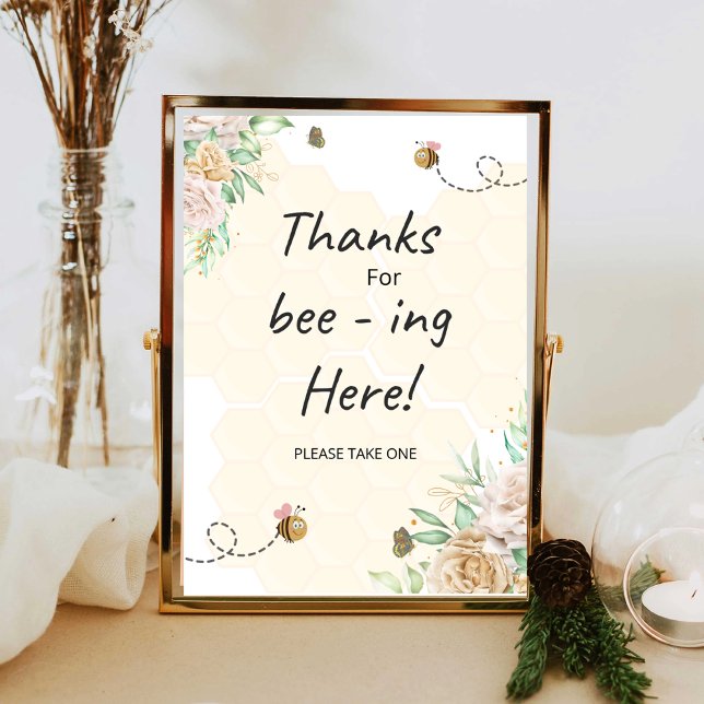 Affiche Floral Bee merci d'être ici signe (Créateur téléchargé)