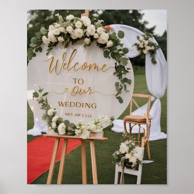 Affiche Floral Bienvenue à notre signe Mariage (Devant)