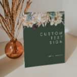 Affiche Floral blanc | Cartes et cadeaux vert foncé person<br><div class="desc">Nous avons conçu cette Flore Blanche | Cartes et cadeaux vert foncé Poster personnalisé pour compléter votre mariage tropical foncé rustique. Avec son aquarelle bohème verdoyante et ses fleurs d'hiver boho modernes, dont la protéa, la dahlia et le lotus séché, le design est sûr de mettre en valeur votre moody,...</div>
