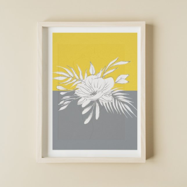 Affiche Floral blanc moderne sur colorblock (Créateur téléchargé)