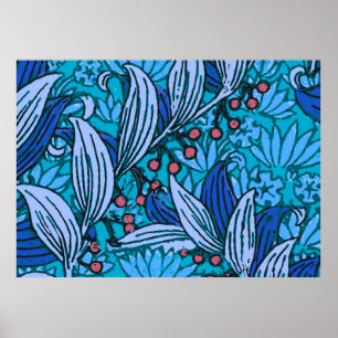 Affiche Floral bleu ancien Boho moderne
