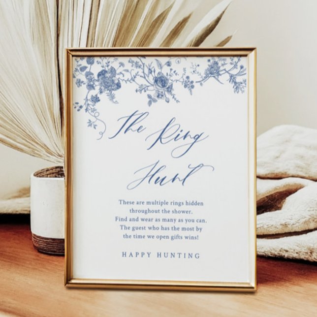 Affiche Floral Bleu Le Jeu De Fête des mariées De Bague (Créateur téléchargé)