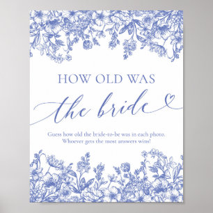 Affiche Floral bleu Quel âge était la mariée douche Jeu