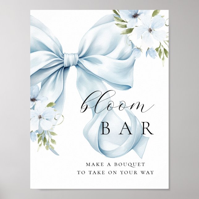 Affiche Floral Blue Bow Bouqet Bar (Devant)