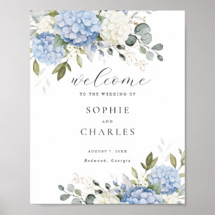 Affiche Floral Blue Hydrangea Mariage de verdure