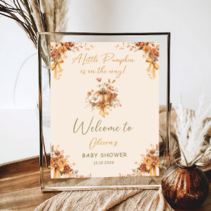 Affiche Floral Boho Citrouille Bow Baby shower Bienvenue
