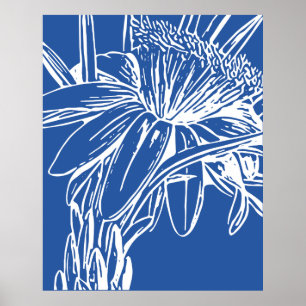Affiche Floral botanique bleu moderne illustration de
