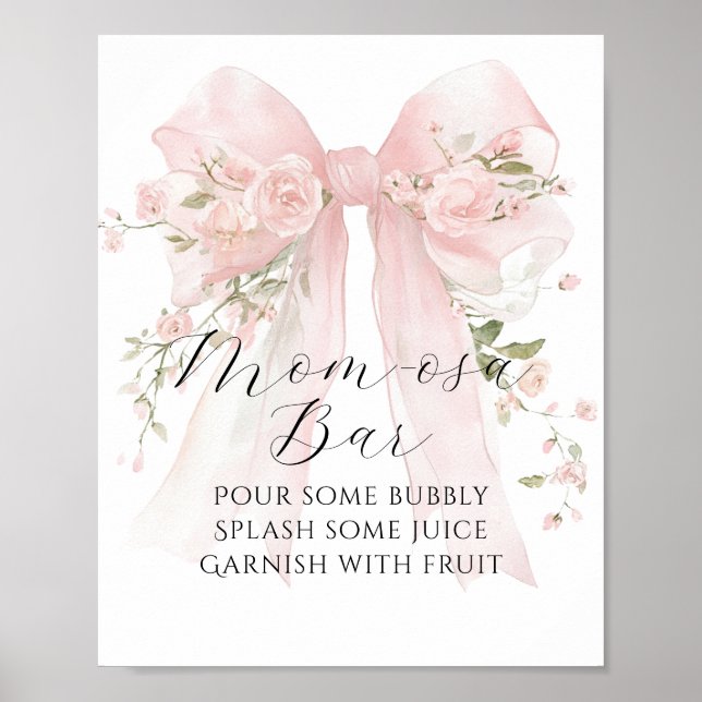 Affiche Floral Bow Elegant Flower Girl Baby Shower Bar (Devant)