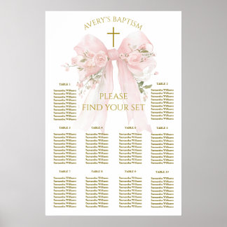Affiche Floral Bow Elegant Flower Girl Baptism