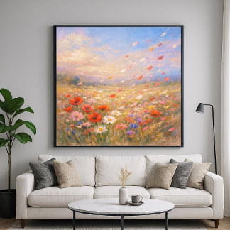 Affiche Floral Breeze - Pastel Painting Style Art