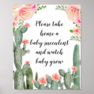 Affiche Floral Cactus S'Il Vous Plaît Prendre Un Bébé Succ