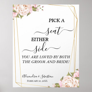Affiche Floral Choisir Un Siège Sur L'Un Ou L'Autre Signe 