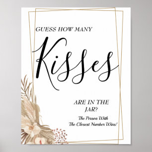Affiche Floral Combien de baisers Signe de jeu de baby sho