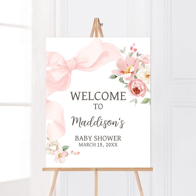Affiche Floral Coquette Baby in Bloom Baby shower Bienvenu (Baby in Bloom Floral Coquette Welcome Sign)