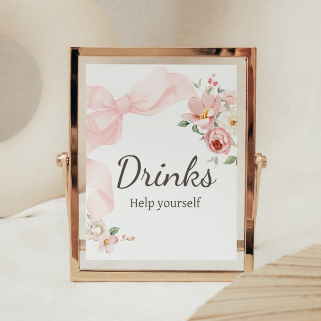 Affiche Floral Coquette Baby in Bloom Baby shower Boissons (Baby in Bloom Floral Coquette Drinks Sign)