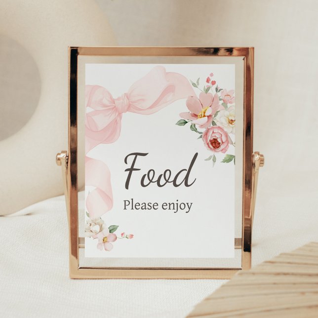 Affiche Floral Coquette Baby in Bloom Baby shower Nourritu (Baby in Bloom Floral Coquette Food Sign)