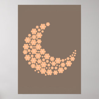 Affiche Floral Crescent Moon Design – Boho Aesthetic Orang